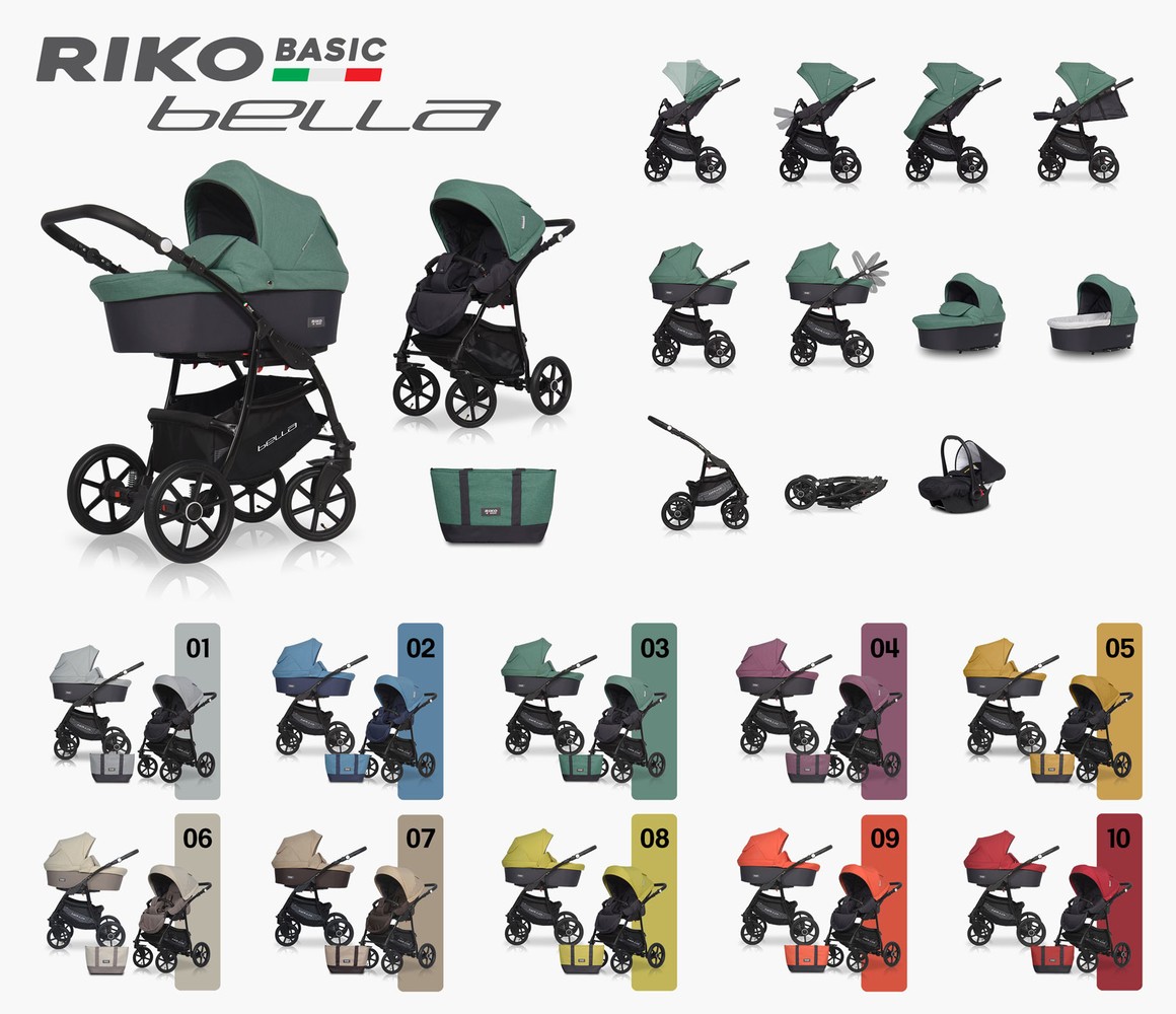 Коляска универсальная 3 в 1 Riko Basic Bella