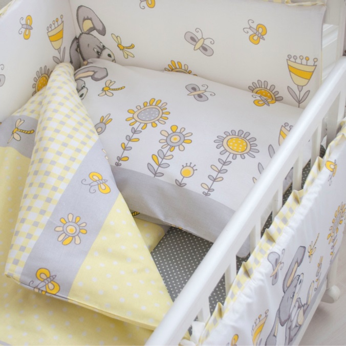 картинка Набор в кроватку 7 предметов ""Зайка на полянке" от магазина Аистенок