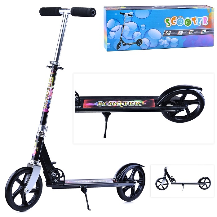 картинка Самокат 2-х кол., черный, PU/ 200 мм, ABEC 7, в коробке от магазина Аистенок