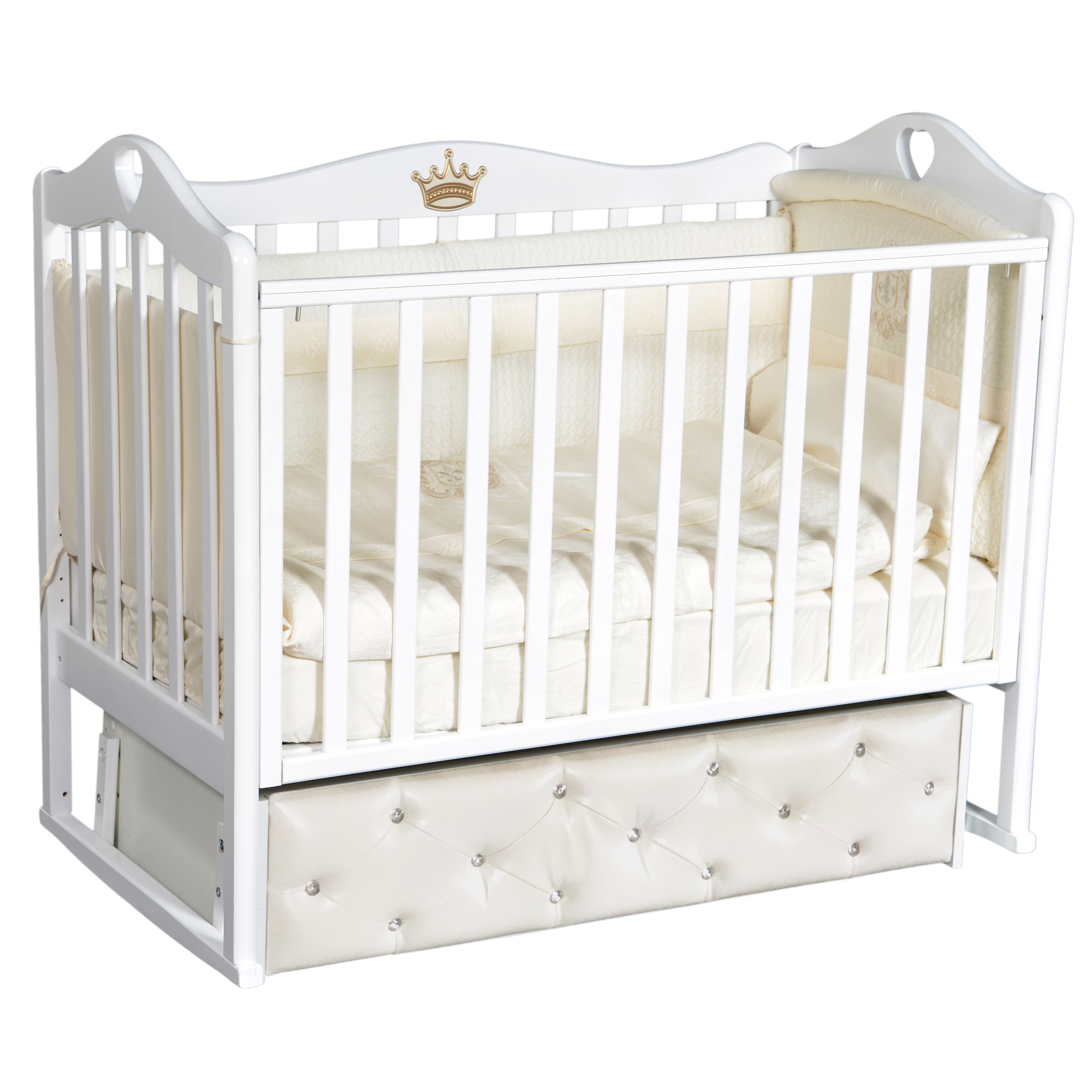 картинка Кроватка Karolina 11 с мягким фасадом из эко-кожи от магазина Аистенок