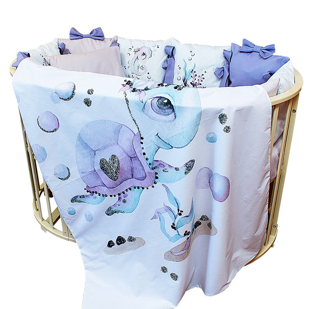 картинка Комплект в кроватку 6 предметов  ПОДВОДНЫЙ МИР от магазина Аистенок