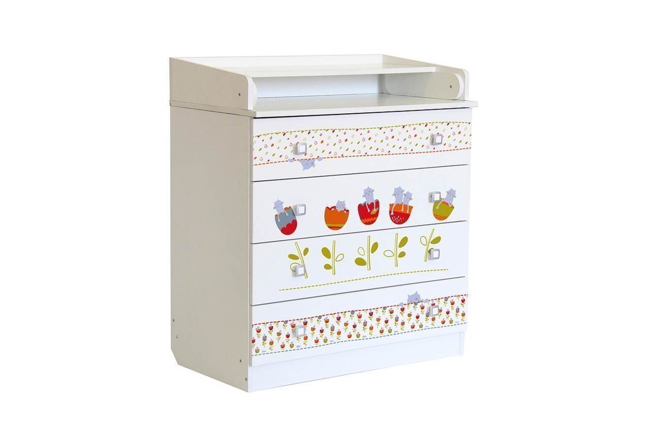 картинка Комод ФЕЯ 1580 Белый Сонные котята  от магазина Аистенок