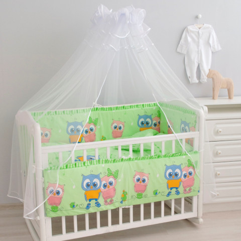 картинка Комплект в кроватку 7 предметов "Совушки КД" от магазина Аистенок