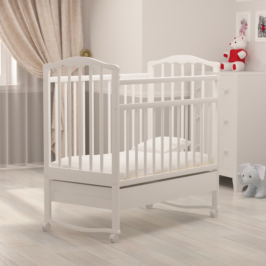 картинка Кроватка Золушка-2 NEW колесо+качалка с ящиком от магазина Аистенок