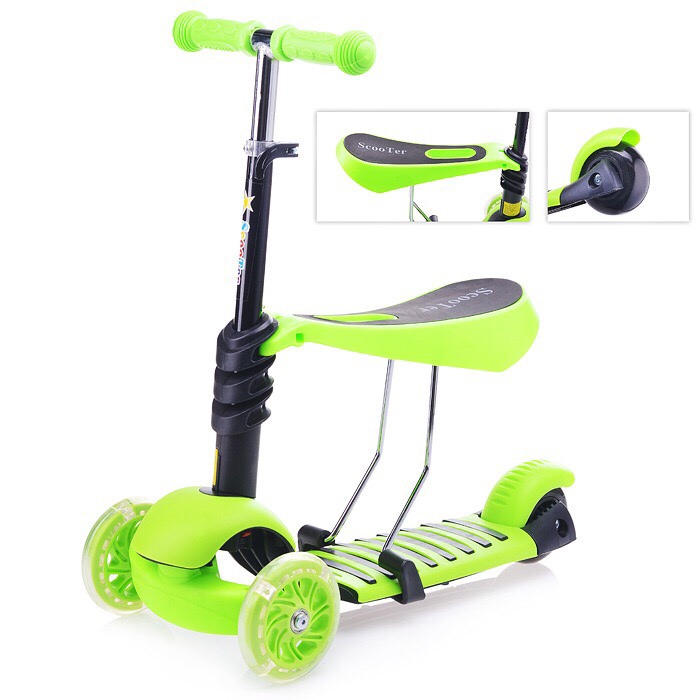 картинка Самокат зеленый, 3-х колёсный, в коробке U027761Y от магазина Аистенок