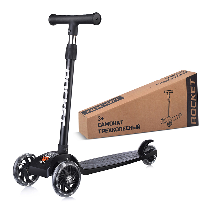 картинка Самокат трёхколёсный ROCKET колёса световые PU от магазина Аистенок
