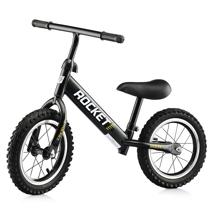 картинка Беговел 12" ROCKET" колеса надувные, цвет чёрный от магазина Аистенок