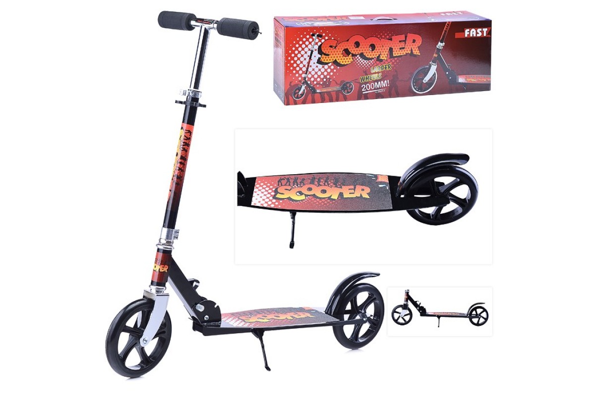 картинка Самокат черный, 2-х колесный, d 20см от магазина Аистенок