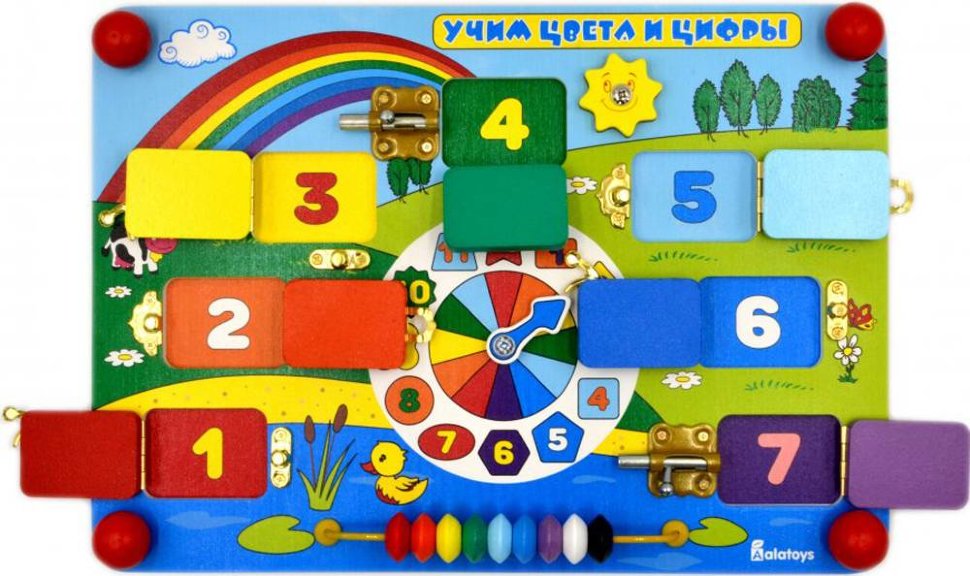 картинка Бизиборд "Учим цифры и цвета" от магазина Аистенок