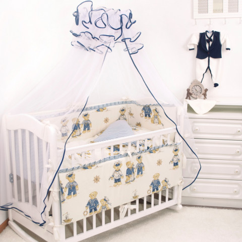 картинка Комплект в кроватку 7 предметов "Мишки морячки" от магазина Аистенок