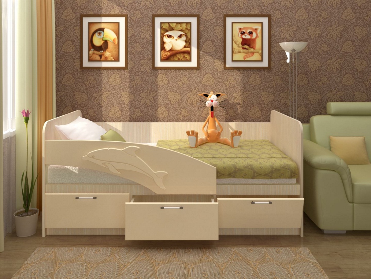 картинка Кровать "Дельфин" с фасадом  3D" от магазина Аистенок