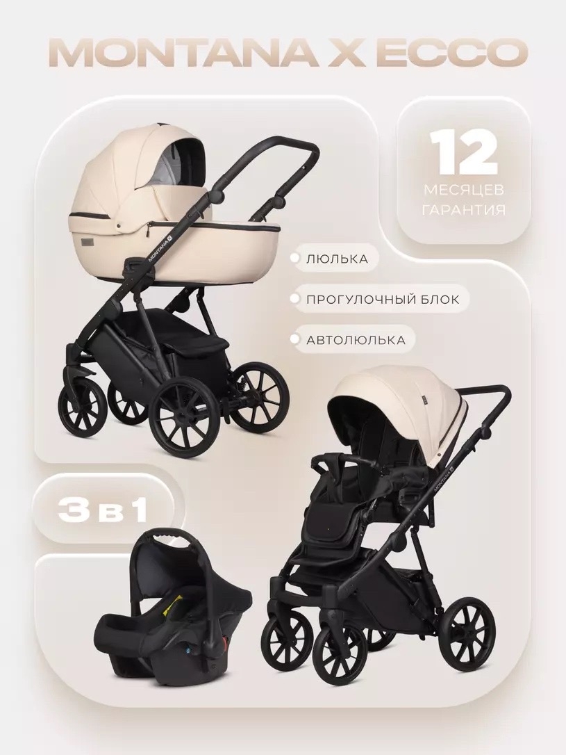 картинка КОЛЯСКА 3 В 1 RIKO BASIC MONTANA X ECCO  от магазина Аистенок