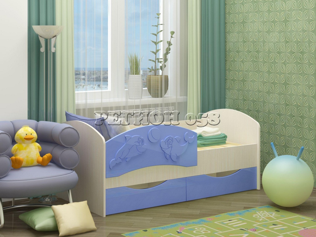 картинка Кровать "Дельфин-3" c фасадом  3D от магазина Аистенок