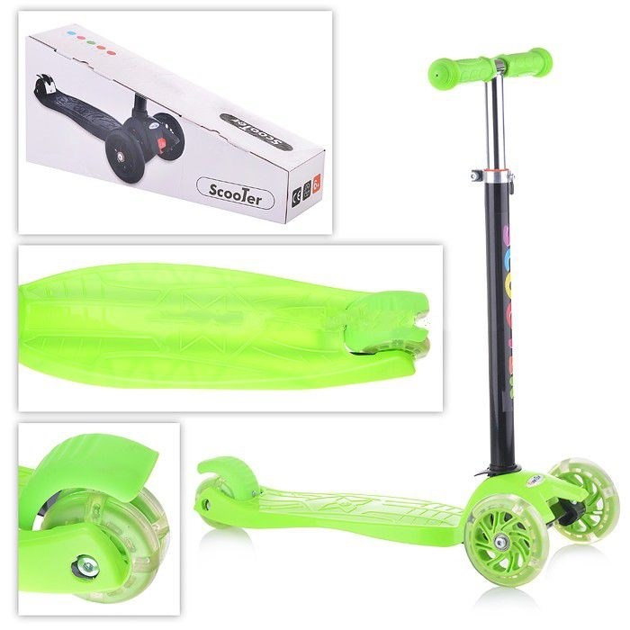 картинка Самокат 2-SL салатовый, со свет. колесами в коробке от магазина Аистенок