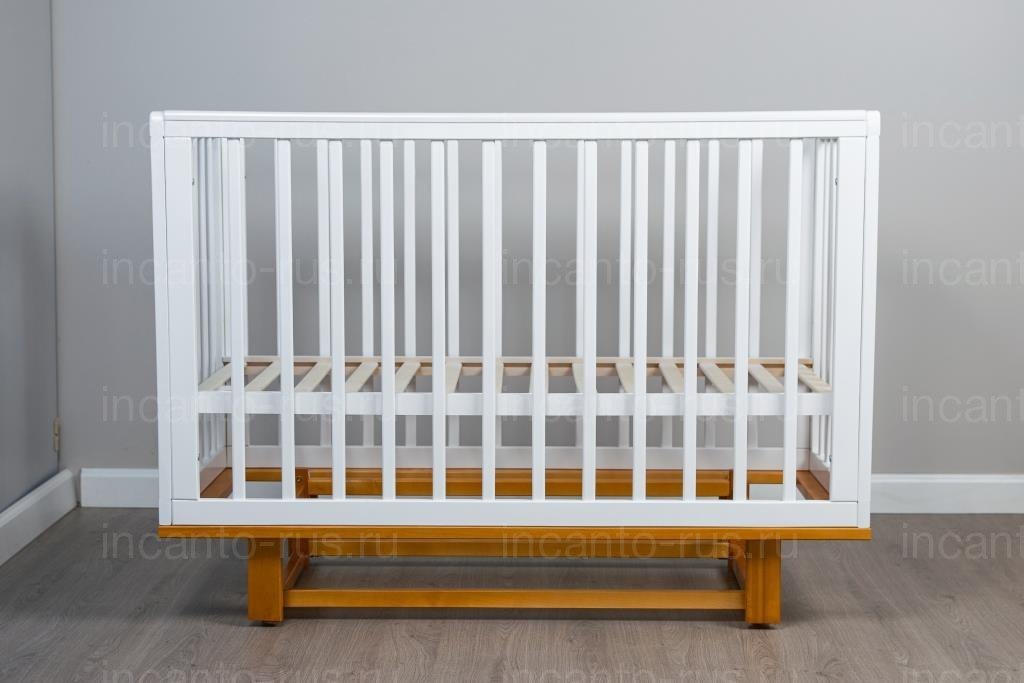 картинка Кровать Incanto Papi продольный маятник цвет белый/бук от магазина Аистенок
