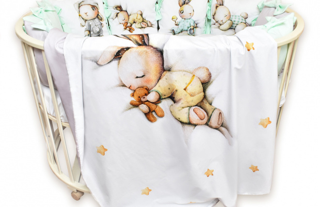 картинка Комплект в кроватку 6 предметов  СПЯЩИЙ ЗАЙКА от магазина Аистенок