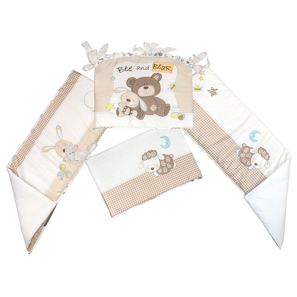 картинка Борт в кроватку из 4-х частей L`Abeille МИШКА И ЗАЙКА от магазина Аистенок